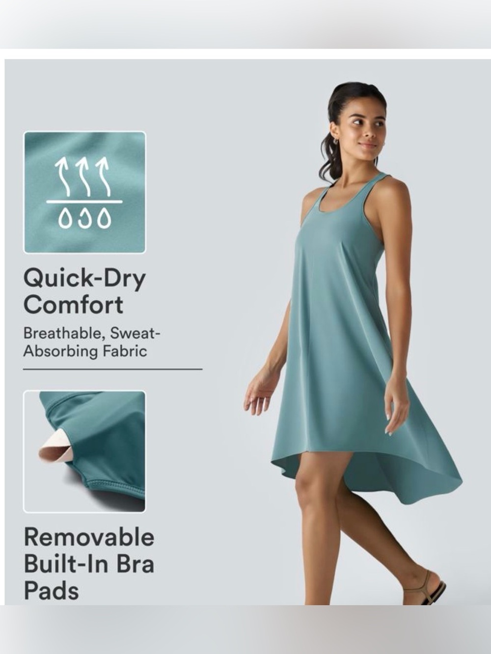 HALARA Breezeful Green Activewear Dress